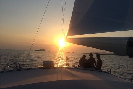 Catamaran sailing at sunset with tapas Palma de Mallorca