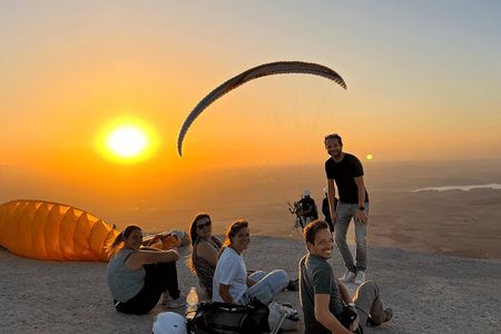 Paragliding with sunset in Agafay desert from Marrakech