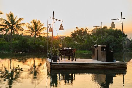 Romantic Dinning On The Bamboo Raft 