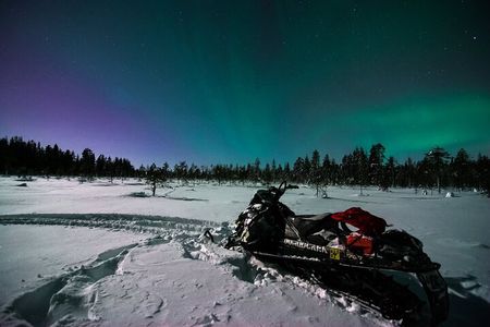 Evening Snowmobile Safari with Campfire in Saariselkä