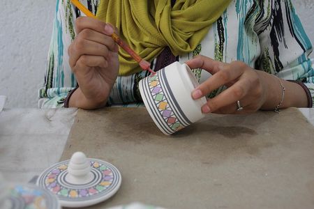 Interactive Pottery Painting and Zellige Mosaic Workshop in Fes