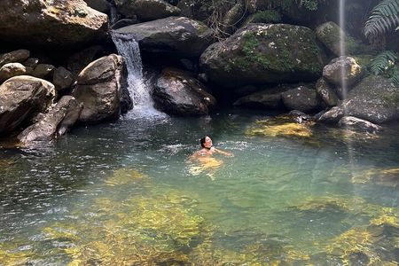 Waterfall Hike in Remote Area of El Yunque Rainforest; San Juan