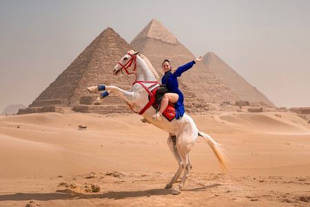 Giza Pyramids Photoshoot with Jumping Horse, Camel and Sphinx 