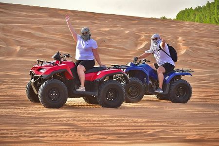 Desert Safari Dubai 30 Mins Quad Bike, Sand Board, Camel Ride BBQ