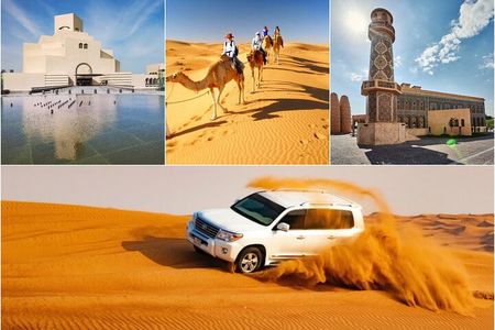 City Tour and Desert Safari with Camel Ride and Sand Boarding