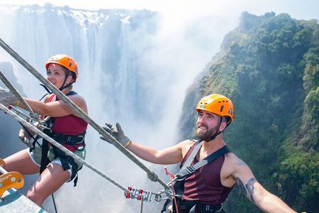 110m Victoria Falls Abseil with Falls & Bridge Views