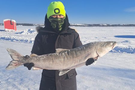 Ultimate Ice Fishing with Jig Fishing Net Pull and Lunch