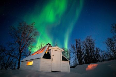 Aurora Crystal Lavvo Overnight stay with snowmobile trip
