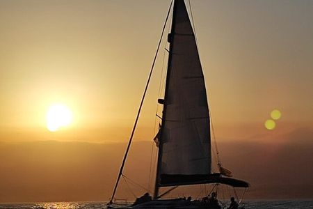 Marbella- sunset from a sailboat with drinks