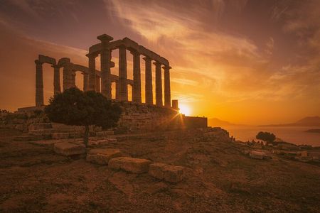 Greece's most beautiful sunset at Poseidon's Temple Private tour