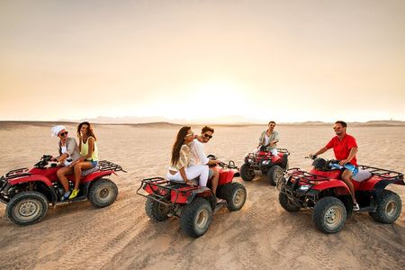  Desert safari, Dune bashing, sandboarding, camel, ATV Option