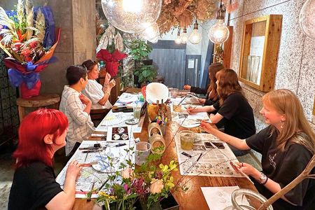 Japanese Fan Painting Workshop ~ in a Tokyo Flower Shop