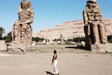 west Luxor Hatsheput temple valley of the king Memnon statue from luxor hotel
