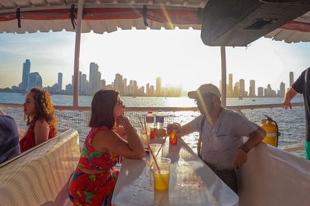 Sunset in Cartagena Bay with Boat Dances and Bar