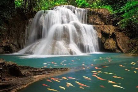 Erawan Waterfall and Death Railway Train Riding from Bangkok