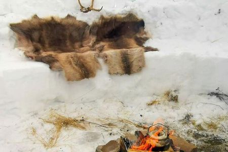 Evening tour: Sledding, mini skiing, lasso and reindeer hides