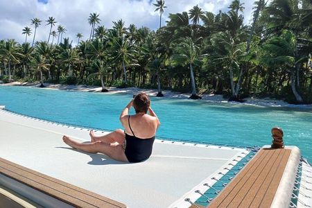 Apetahi day trip around Raiatea on a modern outrigger canoe