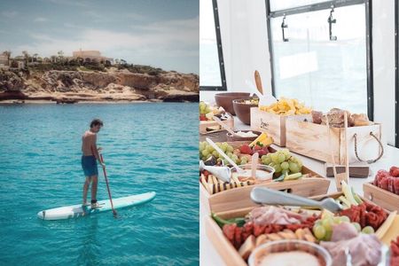 5 Hour Adults Ibiza Boat Trip + lunch, 6 drinks, SUP Boards & DJ