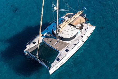 Mykonos Catamaran Full Day Private Cruise, 8-flavor Meal & Drinks