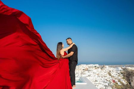 Santorini Flying Dress Private Luxury Tour Experience & Pick up