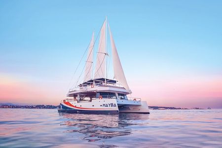 The Sunset in Boat Antibes Marina Bay of Angels