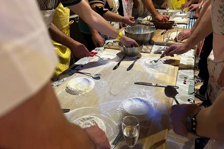 Traditional bolognese pasta making with a meal