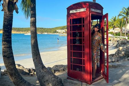 Famous Red Phone Booth Beach (Dickenson Bay) and Fort Bay Beach 