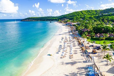 Famous Red Phone Booth Beach (Dickenson Bay) and Fort Bay Beach 