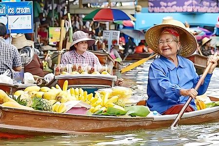 Bangkok Grand Palace and Floating Market Day Tour with transfer