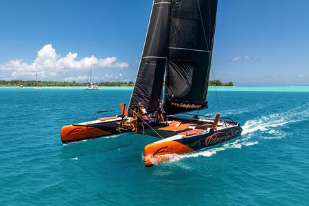 Bora Bora Half-Day Catamaran Sailing, Snorkeling and Floating Bar Experience