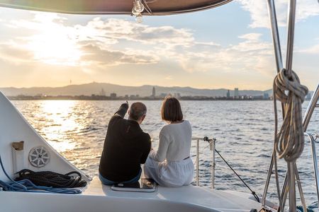 Sunset sailing in Barcelona with wine and tapa