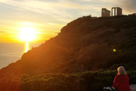 Sunset at Cape Sounio and the Temple of Poseidon