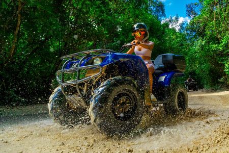 From Playa del Carmen ATV Adventure with Ziplines, Cenote