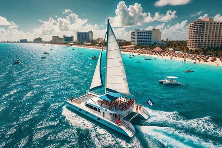 Luxury Catamaran to Isla Mujeres + Ice Bar Admission