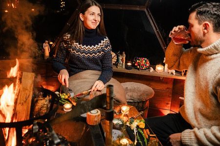 PRIVATE Party dinner in a Glass Igloo Under Northern Lights 