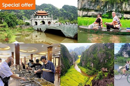From Hanoi: Hoa Lu - Tam Coc boating - Cycling & Mua Cave visit
