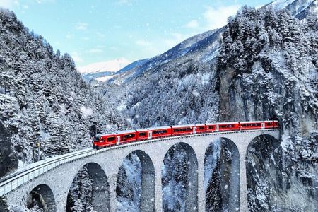 Bernina Red Train, Swiss Alps & St Moritz From Milan