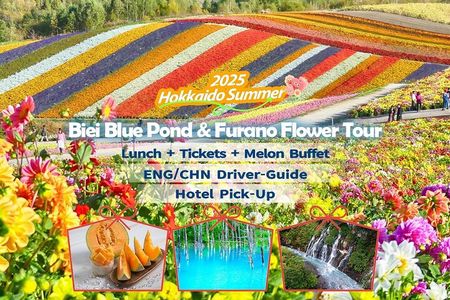 Sapporo: Flower Sea, Biei Blue Pond Tour /w Pickup and Lunch
