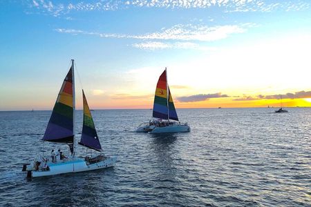 Board from Waikiki Beach for a scenic Sunset Sail on the Hāwea