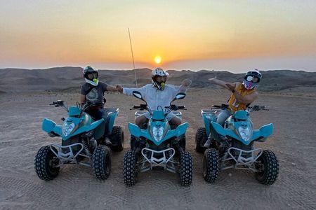 Quad biking in Agafay desert at sunset 