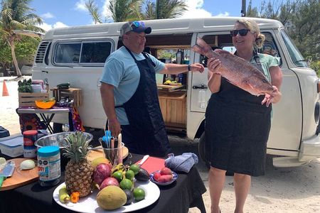 Cancun Beach Seafood Barbecue Class in a Kombi