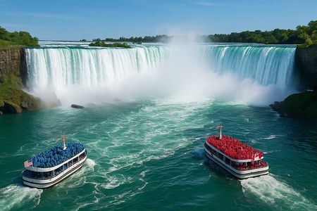 Boat Cruise with Skylon Tower Panoramic View of All 3 Falls