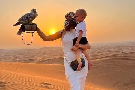 Private Morning Safari Dune Bashing, Camel Ride, Falcon sandboard