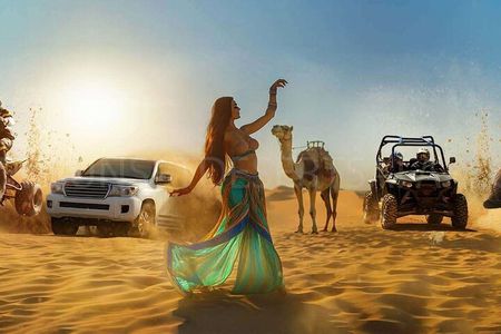 VIP Desert Safari Red Dunes with Camel Ride Fire Shows and BBQ