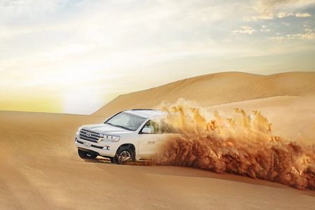  Evening Dubai Desert Safari 4X4Pickup, dune bashing, camel, BBQ
