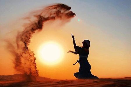 Sunset & sunrise Desert Safari with Sandboarding and Camel Ride