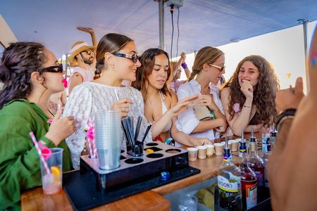 Aperitif on a boat at sunset