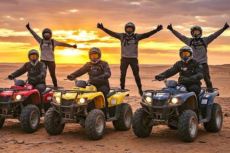 Agafay Desert: Quad Bike & Camel Ride + Dinner, fire Show, Sunset