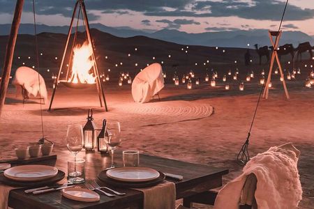 Agafay Desert Camel Ride Sunset & Berber Dinner with Fire Show