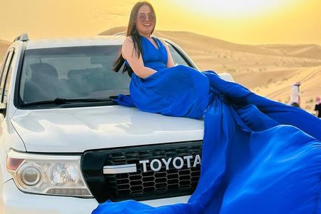 Dubai Desert Safari & Flying Dress Photoshoot in Desert”
